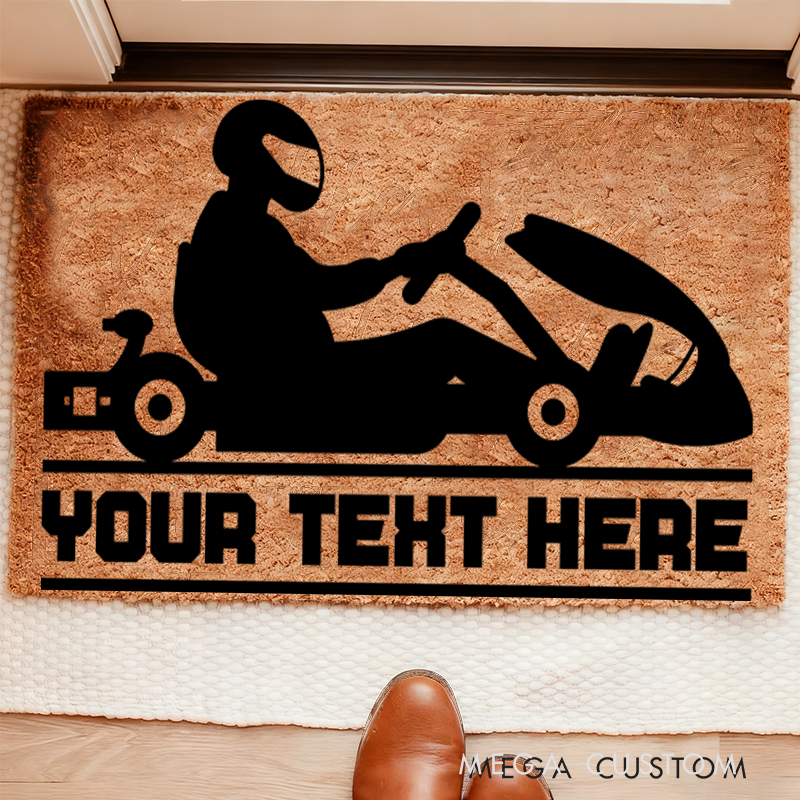 Personalized Go-Kart Door Mat for Racing Enthusiasts Funny Unique Welcome Mat