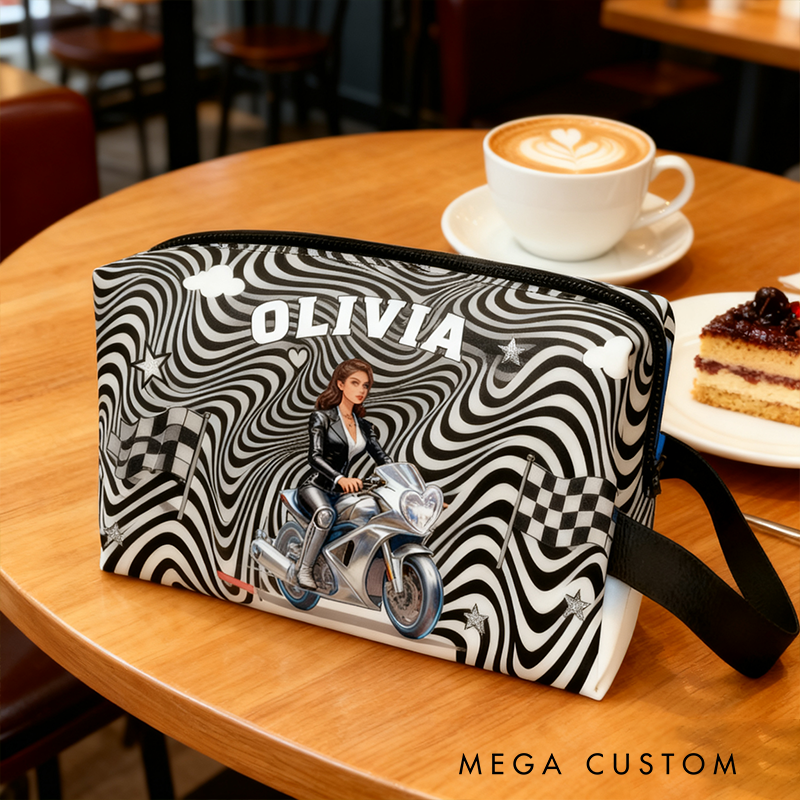 Personalized Race Car Cosmetic Pouch Custom Travel Beauty Bag The Ultimate Race Themed Makeup Organizer