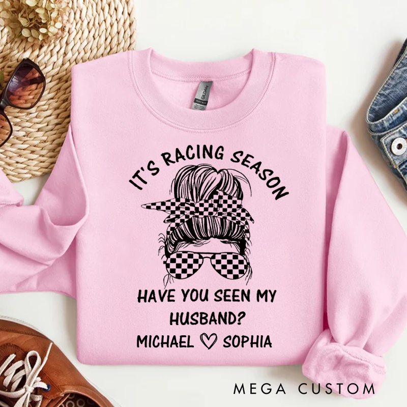 Personalized It's Racing Season Race Wife Life T-shirt Racing T shirt Messy Bun Mom Shirt