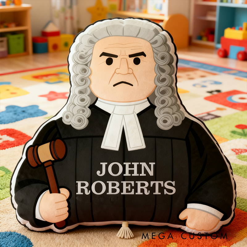 Personalized John Roberts Judge Shaped Pillow Custom Name Legal Themed Cushion