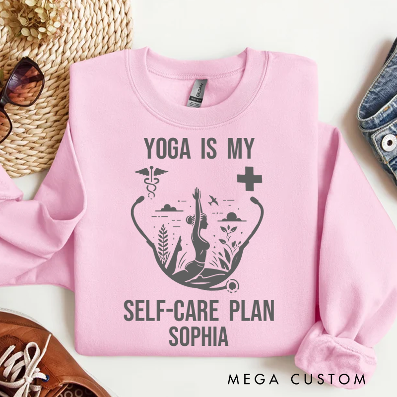 Personalized Yoga Healthcare Self Care Sweatshirt Custom Stethoscope Yoga Design Sweatshirt