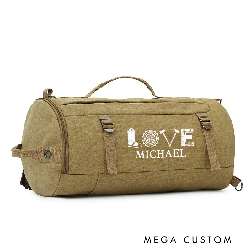 Personalized Firefighter Station Duffle Firefighter Gift for Him Custom Fire Dept Travel Gym Bag for Husband