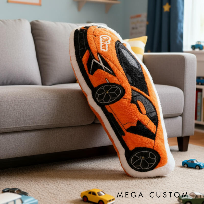 Personalized Sports Car-Shaped Pillow Customizable with Your Name Cool Gift for Boys Custom Name Graphic 3D Print Pillow 