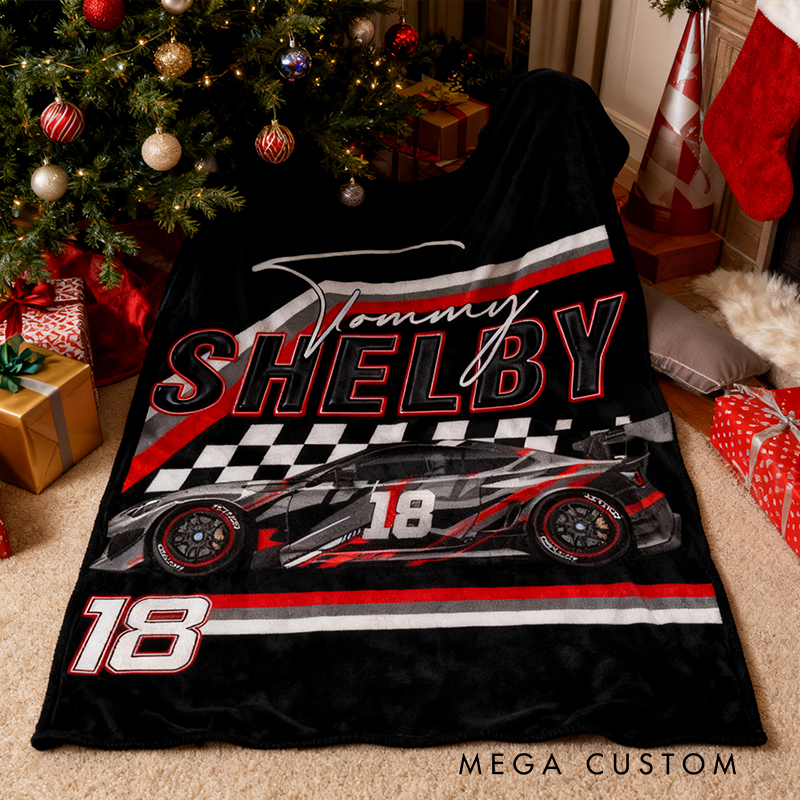 Personalized Racing Blanket Custom Photo Racing Car Blanket Racing Lover Blanket Sport Gift for Racer Racing Fan Xmas Gift
