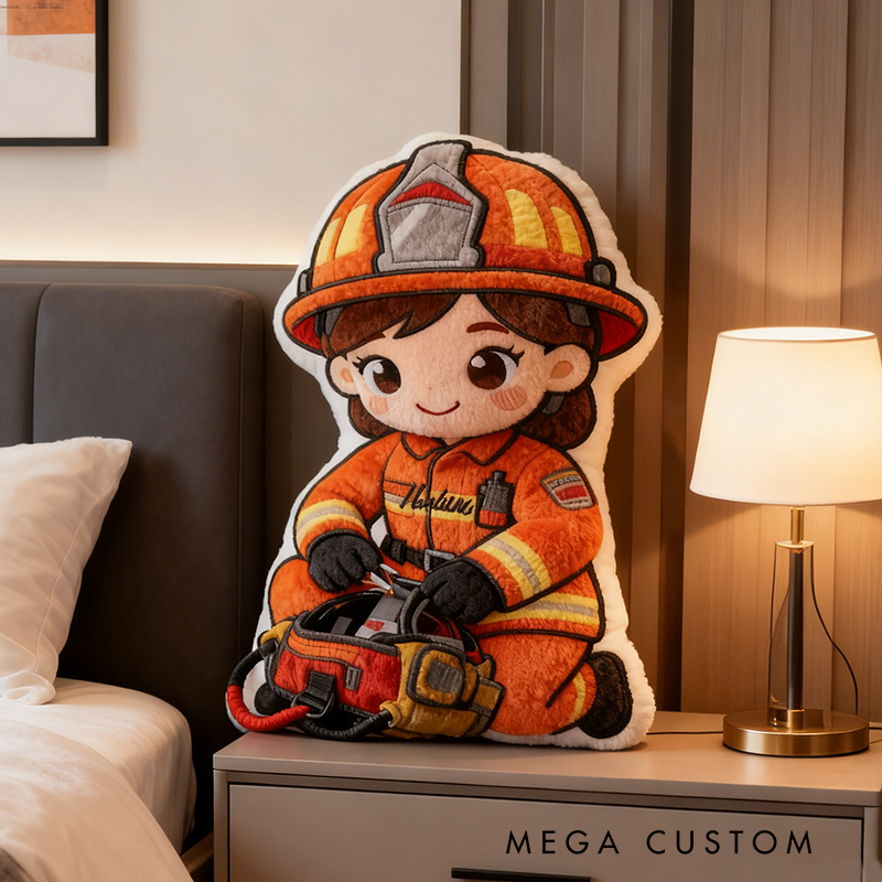 Personalized Firefighter Plush Pillow Custom Name Graphic 3D Print Pillow Xmas Gift