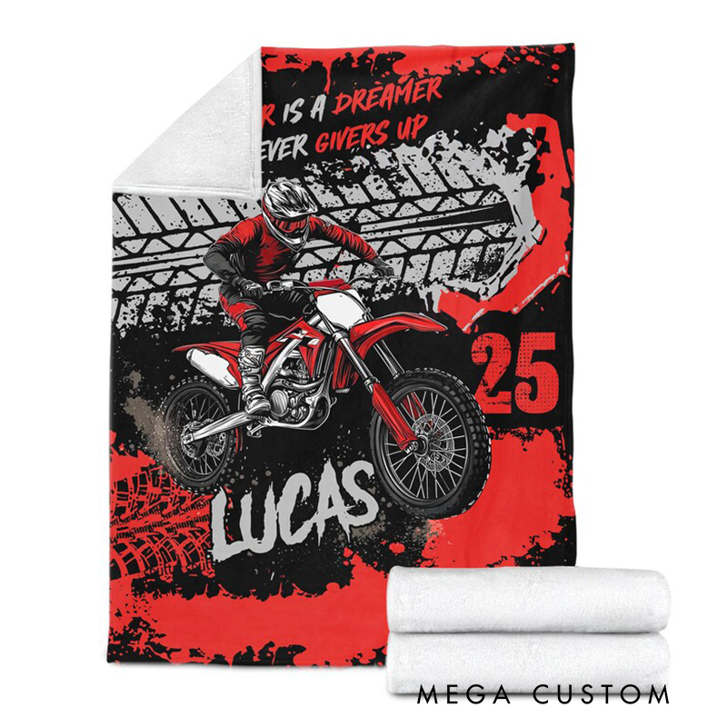 Personalized Racing Blanket Custom Motocross Throw Blankets Gift for Dad Husband Son Racer