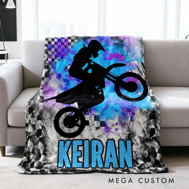 Personalized DirtBike Blankets for Boys Dirtbike Blanket Motocross Gifts for Children 
