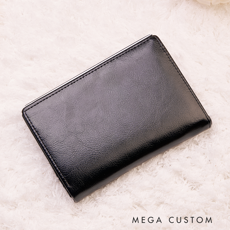 Personalized Leather Wallet For Her Birth Flower Wallet with Name Engraved Wallet For Women Leather Purse Birthday Gift For Her Gift For Mother Bridesmaid Gift Christmas Gift