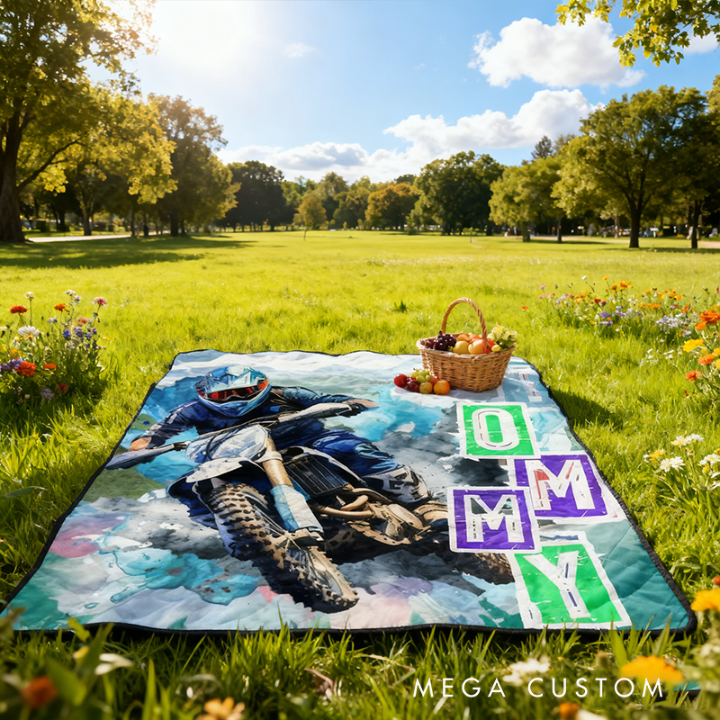 Personalized Dirt Bike Blankets Gift for Biker Boys Customable Motocross Gifts Xmas Gift