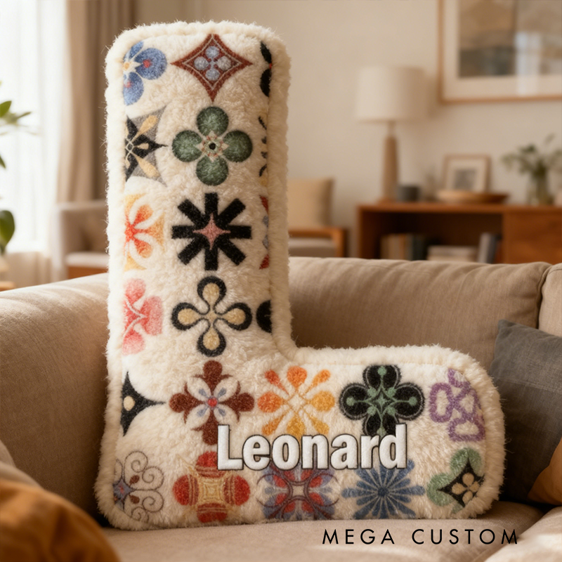 Personalized Floral Initial Pillow Custom Name Graphic 3D Print Pillow Xmas Gift