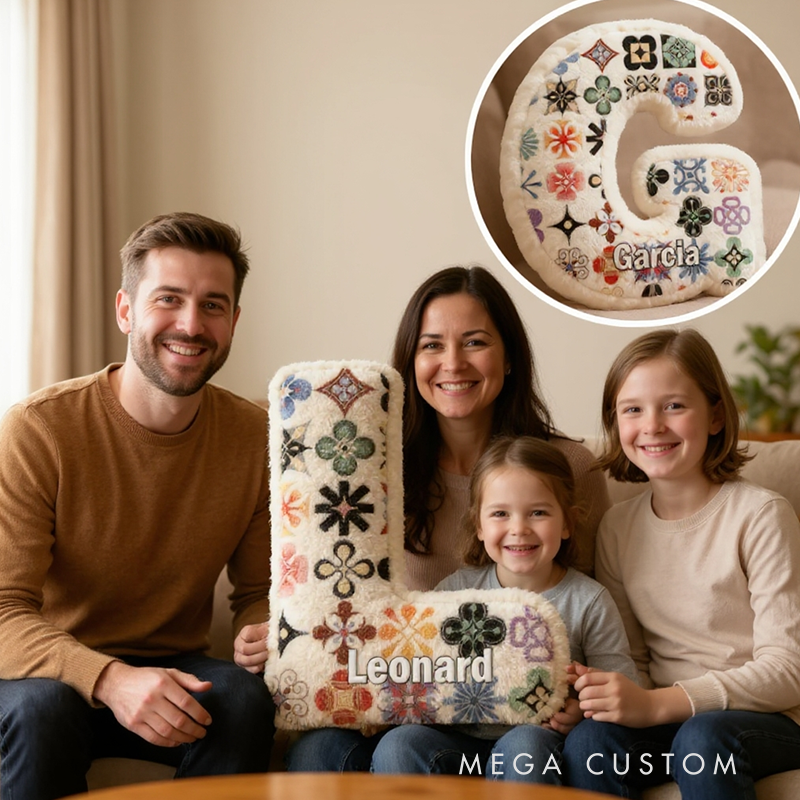 Personalized Floral Initial Pillow Custom Name Graphic 3D Print Pillow Xmas Gift