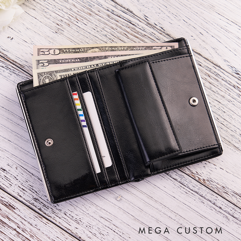 Personalized Leather Wallet For Her Birth Flower Wallet with Name Engraved Wallet For Women Leather Purse Birthday Gift For Her Gift For Mother Bridesmaid Gift Christmas Gift