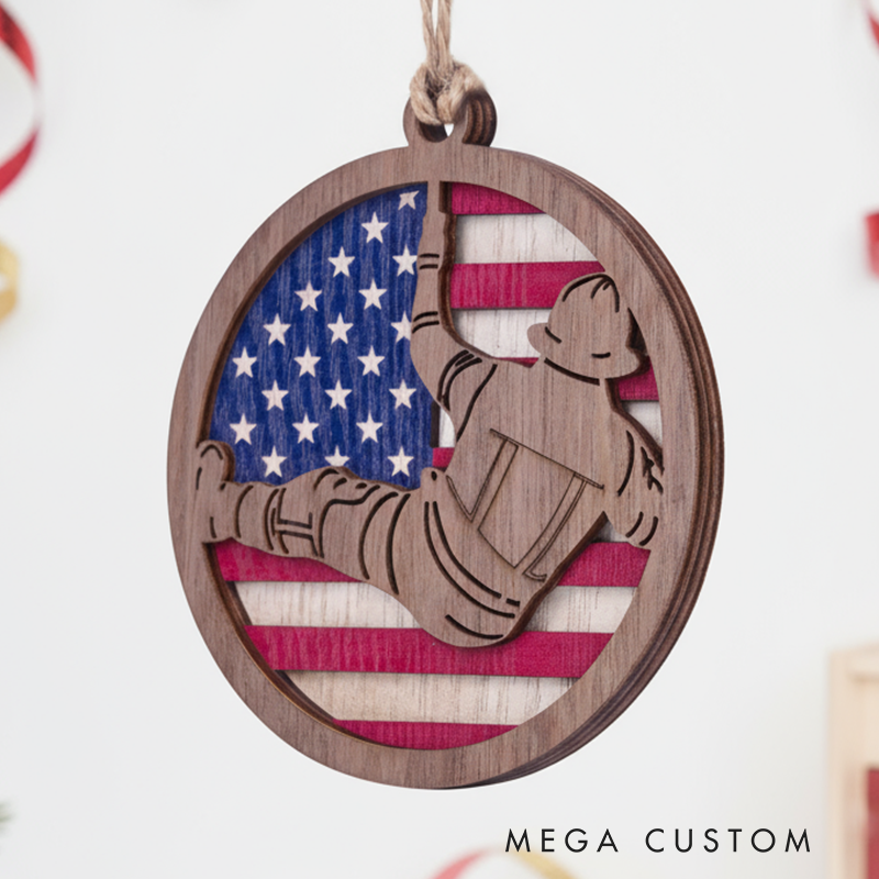 Personalized Wooden Firefighter Ornament First Responder Christmas Gift Wood Ornament