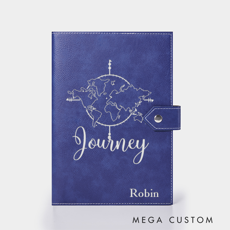 Personalized Journey Leather Notebook for Traveling Lovers Leather Journal Travel Gift