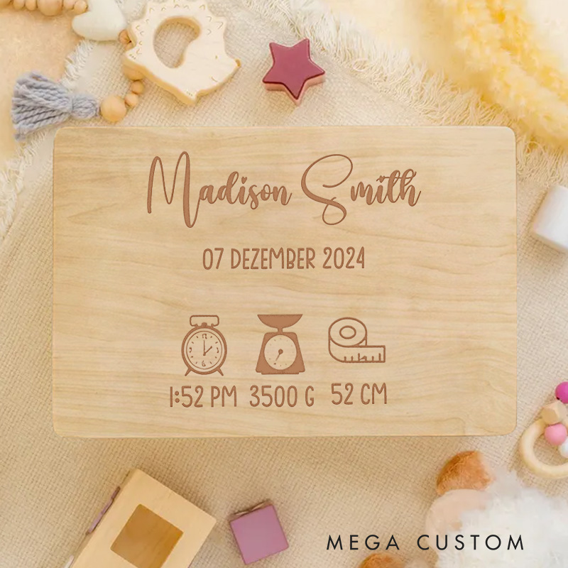 Personalized Birth Announcement with Baby Details Including Date Time Weight and Length Keepsake Memory Box