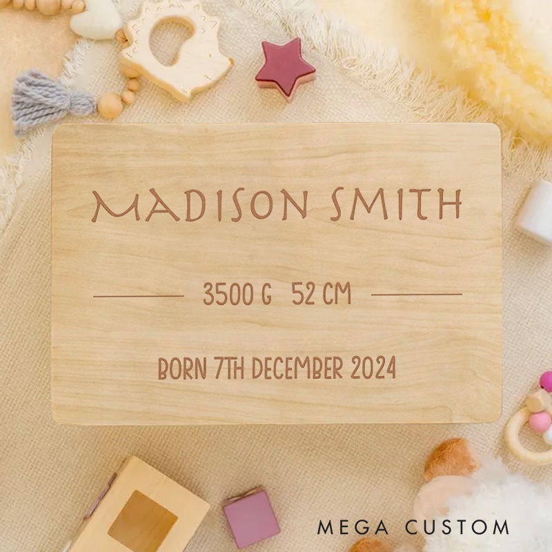 Personalized Birth Announcement Including Baby Details Such as Date Time Weight and Length for Cherished Keepsakes Keepsake Memory Box