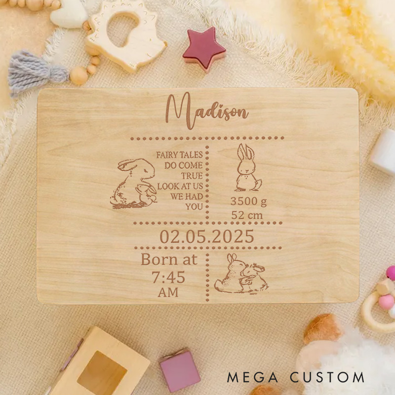Personalized Birth Announcement with Baby Details Including Date Time Weight and Length for Treasured Keepsakes Keepsake Memory Box