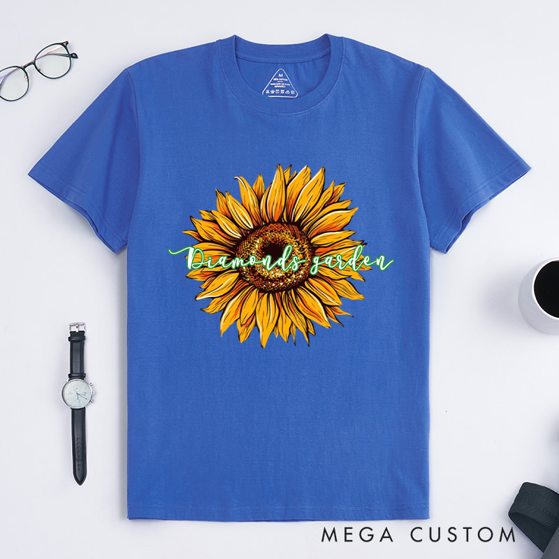 Personalized Sunflower Classic T-Shirts Flower Print Shirt Women Garden Shirt Floral Shirt Gardening Lovers Gift Plant Lover Gift