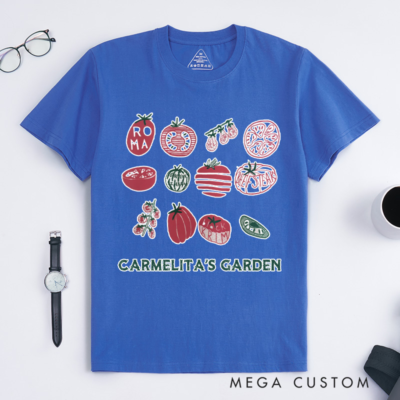 Personalized One's Garden Classic T-Shirts Mama's Garden Shirt Screen Print Shirt Foodie Gift for Grandkids Plant Lover Gift