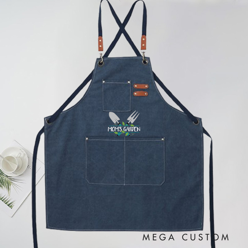 Personalized Gardening Apron with Name Green Planting Apron Gardening Apron with Pockets Outdoor Aprons 