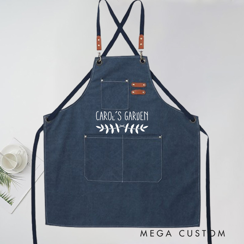 Personalized Canvas Aprons with Name Green Planting Apron Gardening Apron with Pockets Outdoor Aprons Custom Gardener Gifts