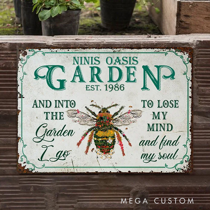 Personalized Metal Garden Sign Retro Floral Insect Animal Metal Garden Sign Rustic Outdoor Decor Housewarming Gift Gardening Lovers Gift