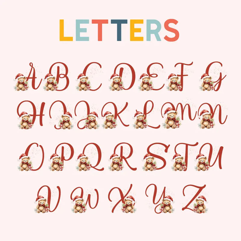 Personalized Teddy Initial Christmas Bag with Santa Hat and Name for a Special Holiday Delivery