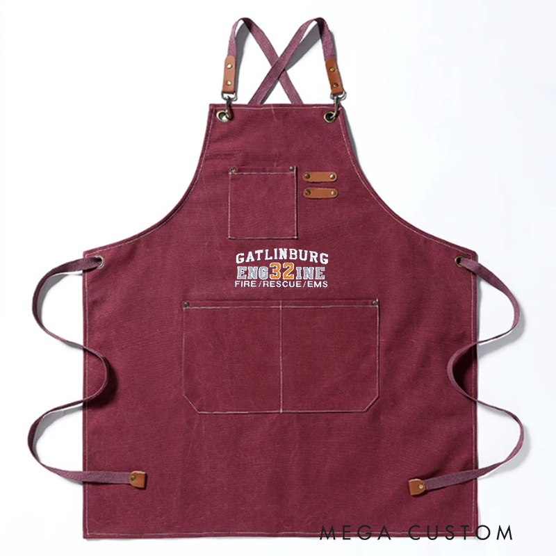 Personalized Firefighter Canvas Apron with Custom Station Name and Number Gift for Firefighters