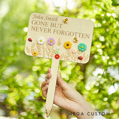 Personalized Memorial Stake Sign Gone But Never Forgetten Garden Stakes Cemetery Decorations Plaque for Loss of Loved One