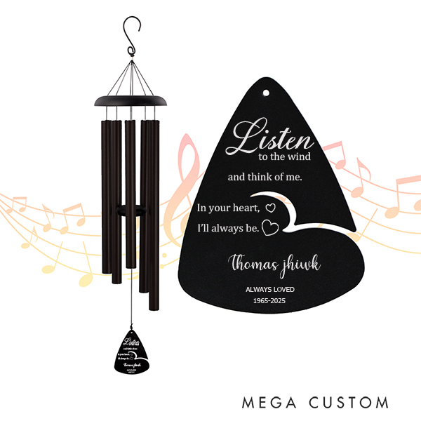 Personalized Memorial Wind Chimes for Loss of Loved One Sympathy Wind Chimes Gift Bereavement Gifts Outdoor Garden Decor with Soothing Melodic Tones
