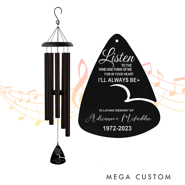 Personalized Listen to the Wind and Think of Me Memorial Wind Chimesfor Loss of Loved One Remembrance Wind Chimes Funeral Gifts