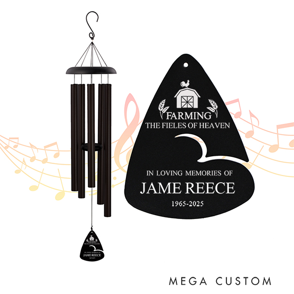 Personalized Farming in Heaven Wind Chime Farm Memorial Wind Chime Farmer Memorial Wind Chime Gift for Loss of Grandpa Father Loved One Wind Chime