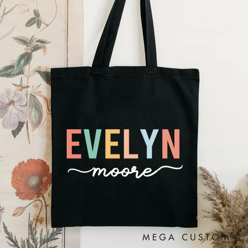 Personalized Name Tote Bag Womens Bag Customized Name Gift For Her Kids Bag School Bag For Kids