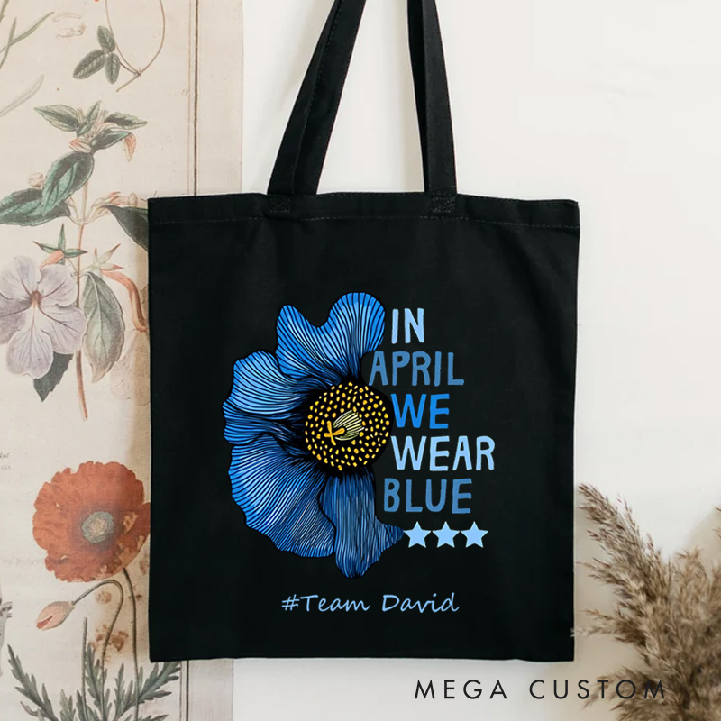 Personalized Blue Flower Illustration Featuring Autism Awareness Message for Advocacy and Support Tote Bag