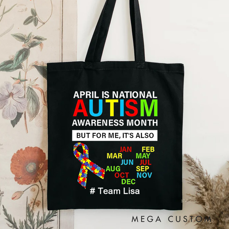 Personalized Autism Awareness Month Illustration Highlighting Acceptance and Celebration for Advocacy Tote Bag