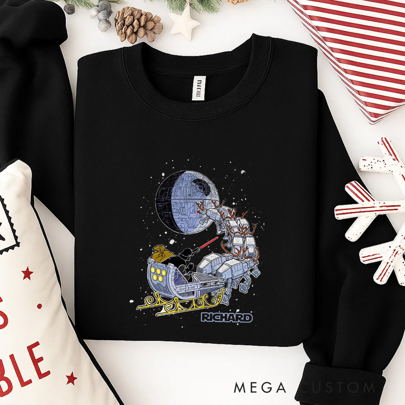 Personalized Star Sled Christmas Classic Sweatshirt Galaxy War Film Crewneck Movie Holiday Shirt