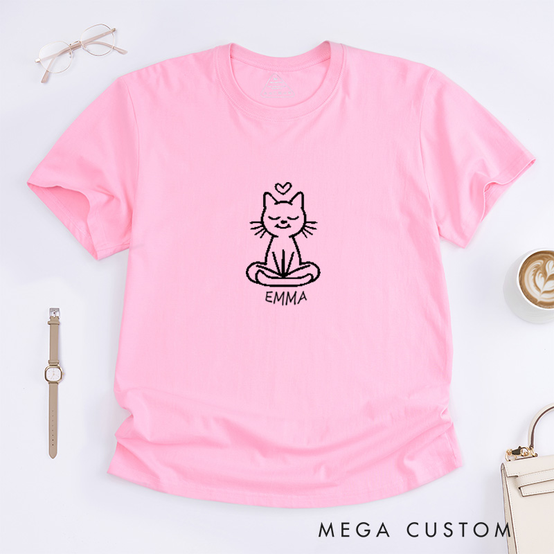 Personalized Cat Yoga T-Shirt Cut Cat T-Shirt Gift for Yoga Lover Cat Lover T-Shirt Yoga Teacher T-Shirt