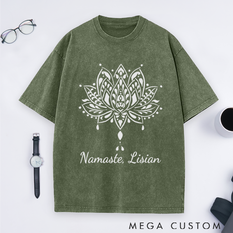 Personalized Namaste T-Shirt with Elegant Lotus Design Perfect Gift for Yoga Lover and Daily Wear