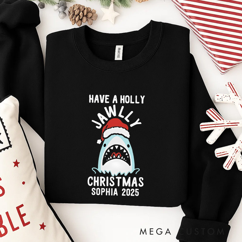 Personalized Jawlly Christmas Movies Classic Sweatshirt Christmas Shark Film Crewneck Movie Holiday Shirt