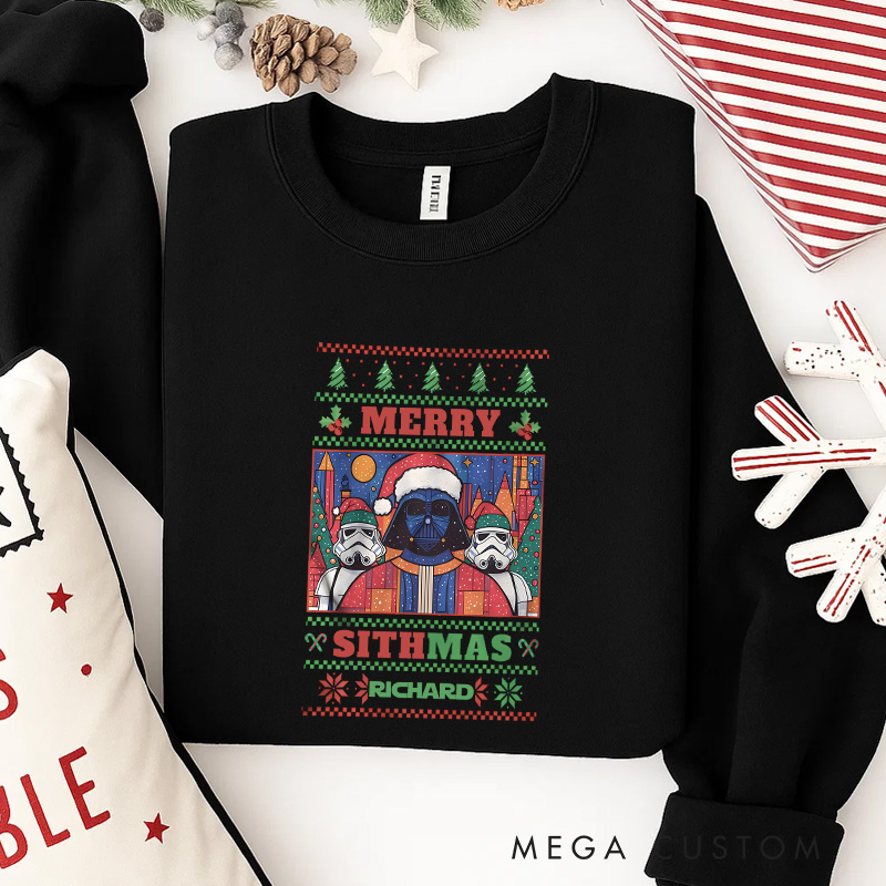 Personalized Sithmas Be with You Christmas Classic Sweatshirt Galaxy War Film Crewneck Movie Holiday Shirt