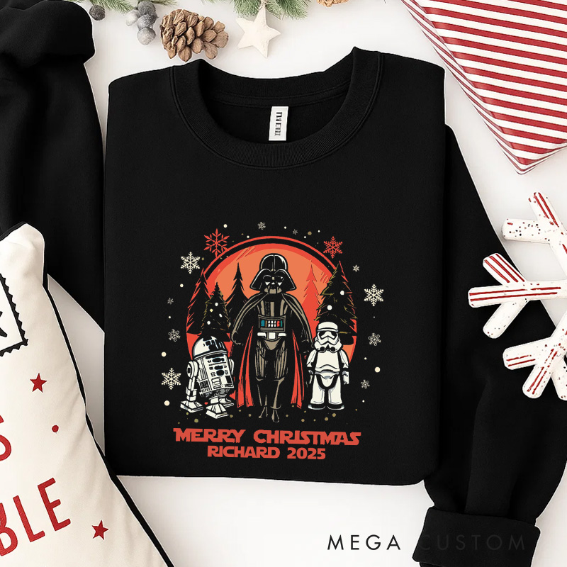 Personalized Dark Christmas Classic Sweatshirt Galaxy War Film Crewneck Movie Holiday Shirt