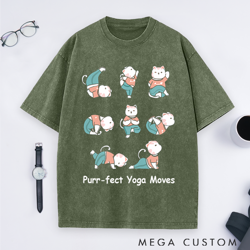 Personalized Yoga T-Shirt with Cute Cat Yoga Pose Design Perfect Gift for Yoga Lover and Cat Lover