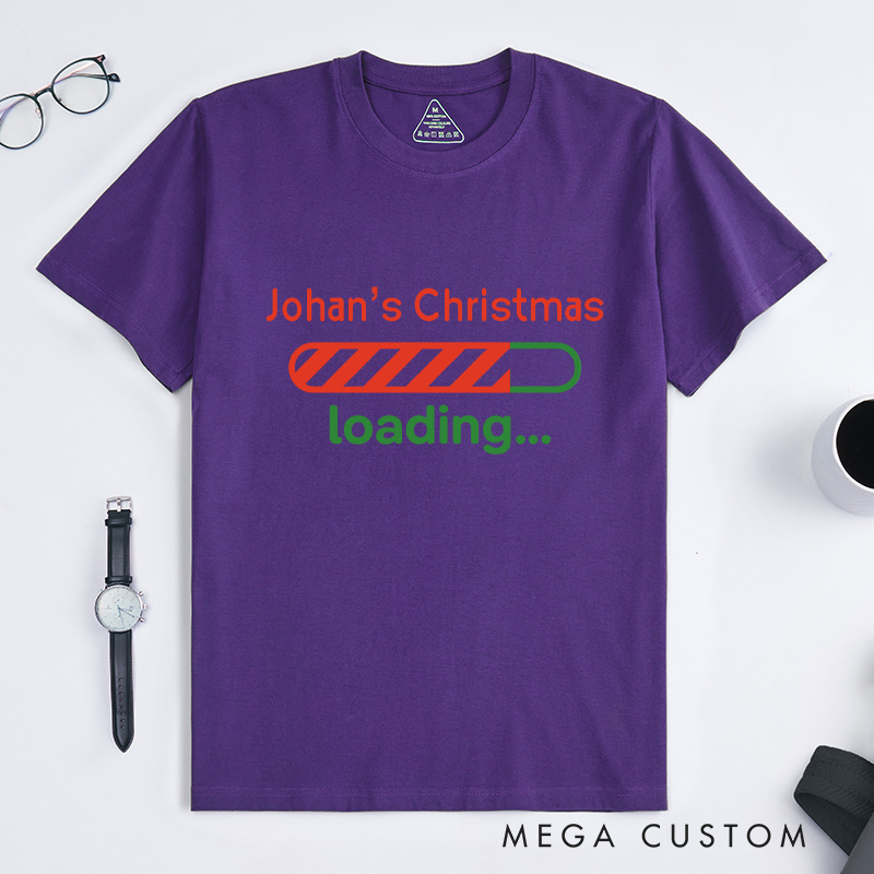 Personalized Funny Christmas Loading Bar T-Shirt Computer Technology Lovers Shirt Christmas Gift for Geek