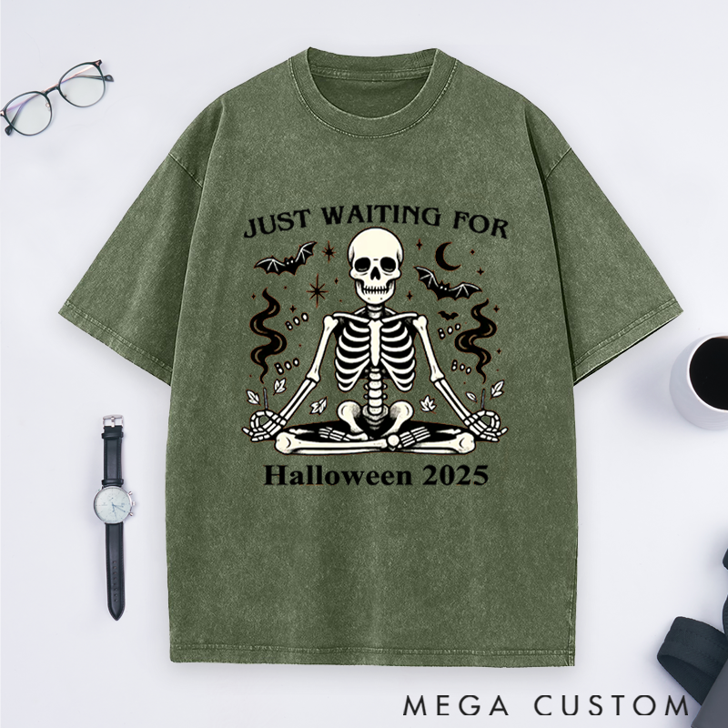 Personalized Funny Halloween Yoga T-Shirt with Skeleton Meditation Design Perfect Gift for Yoga Lover and Halloween