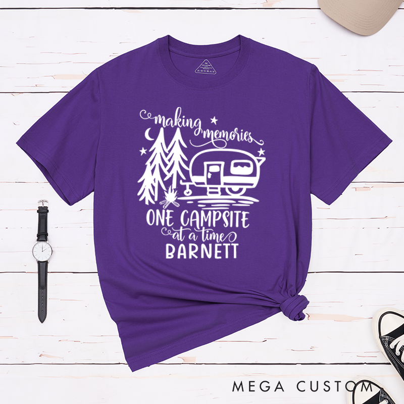 Personalized Making Memories One Campsite At a time T-Shirt Camping Adventure Shirt Gift for Hiking Outdoors Lover