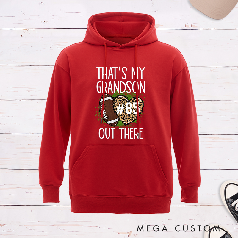 Personalized Leopard Print American Football for Grandma Hoodie with Custom Number