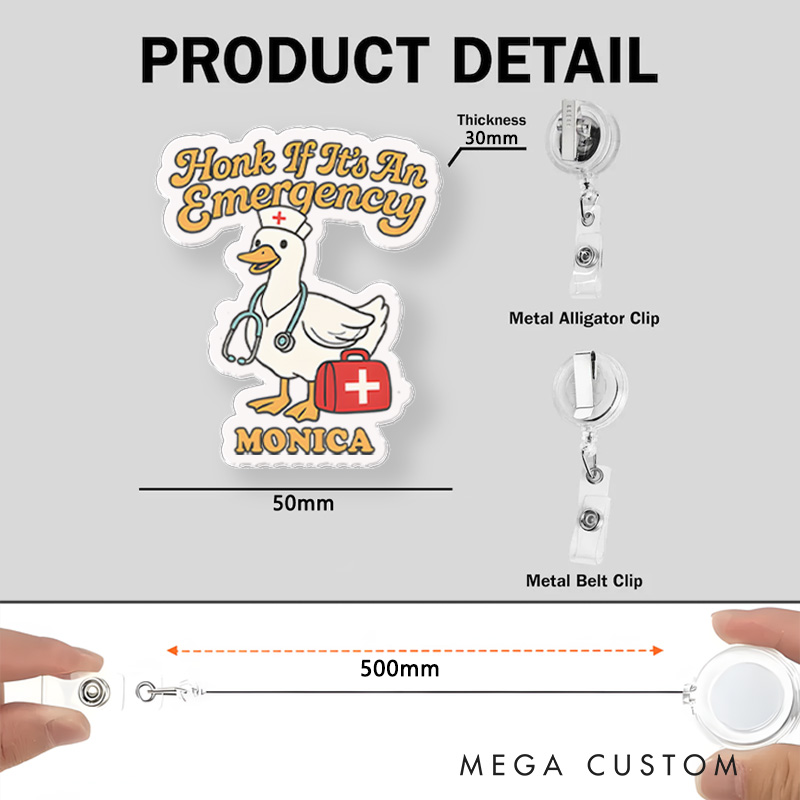 Personalized Nurse Badge Reel Customized Honk If It's an Emergency Design Badge Holder Nurse Badge Staff Reel Gift 