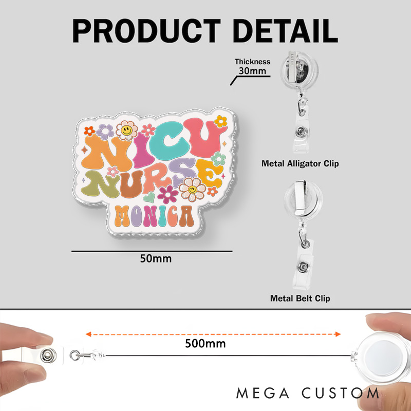 Personalized Nurse Badge Reel Customized NICU Nurse Design Badge Holder Nurse Badge Staff Reel Gift 