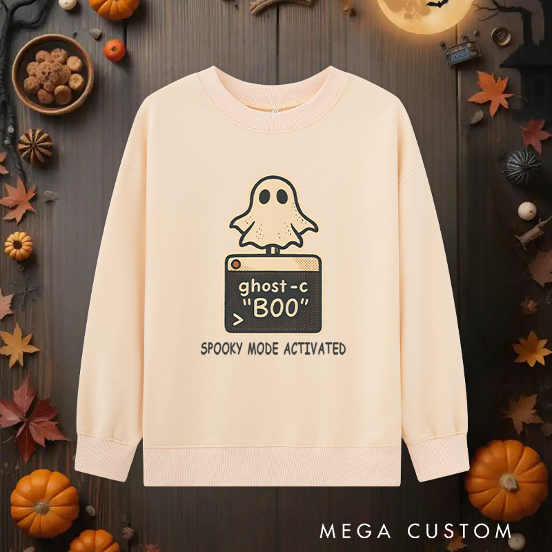 Personalized a Geeky Command Line Ghost Sweatshirts Technology Programmer Lovers Halloween Sweatshirts Gift for Geek Nerd