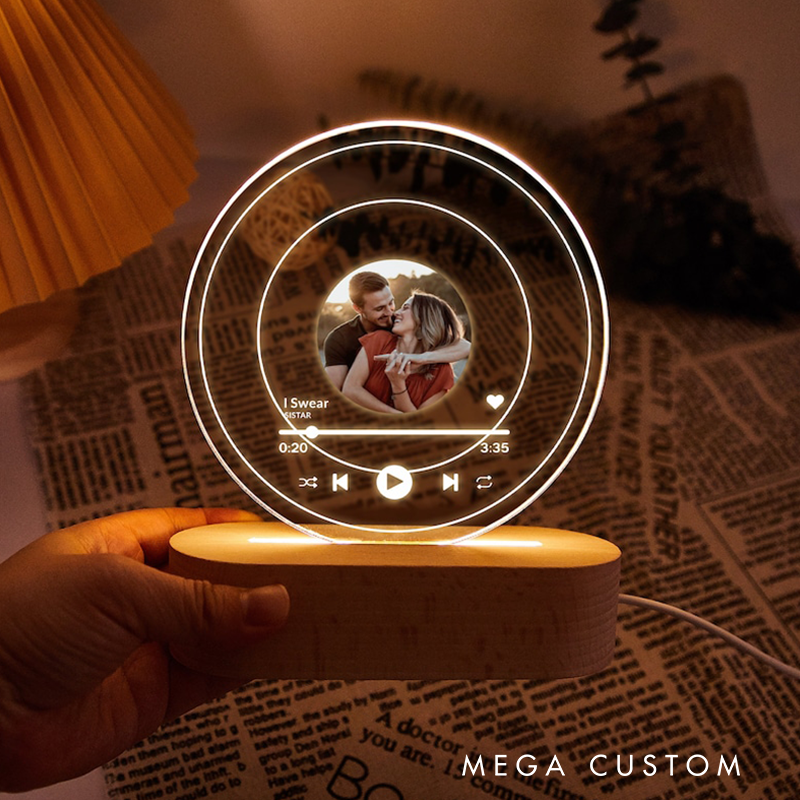 Personalized Music Record LED Night Light Custom Photo Own Music Art Song Light Music Photo Plaque Home Decor